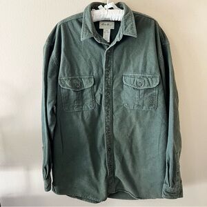 Vintage Eddie Bauer Green Flannel Shirt Mens XLT Extra Large Tall 90s Y2K Rugged